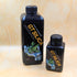 Two black bottles of GT Silica plant additive, one litre size and a 250ml size, both with labels showing green foliage and product information.
